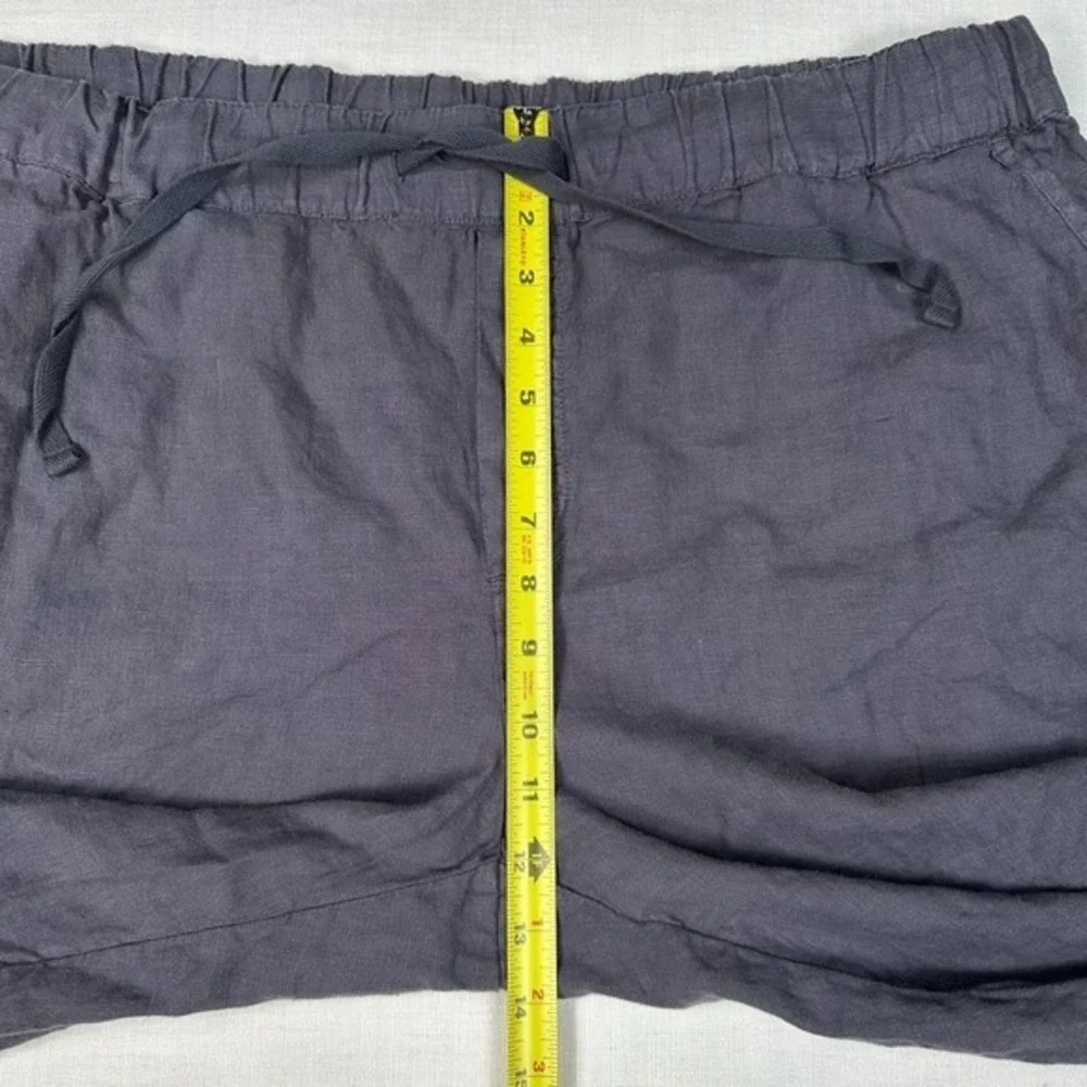 Caslon 100% Linen‎ Pull On Cropped Pants XXL Gray Drawstring Tulip Hem Pockets